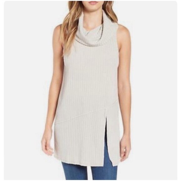 ASTR The Label Sweater Beige Cowl Neck Sleeveless Tunic - Picture 1 of 8